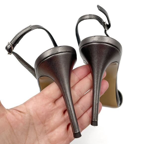 Giuseppe Zanotti Sophie Heels Sandals Pewter Metallic Slingback‎ Sz 38 / 8 - Picture 7 of 10